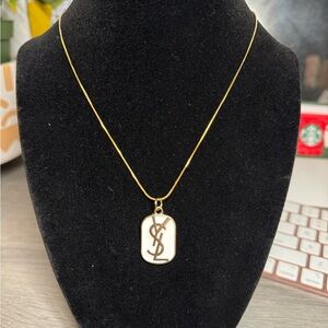 YSL gold and white pendant upcycled.
